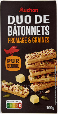 DUO DE BÂTONNETS fromage et graines front packaging