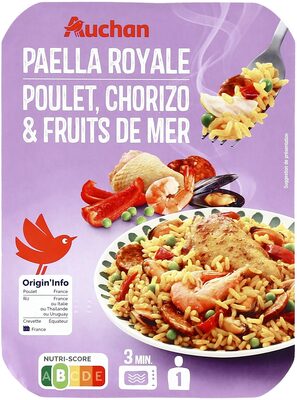 Paella poulet et fruits de mer front packaging