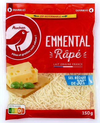 Emmental râpésel réduit de 30%**par rapport à un emmental râpé standard du marché