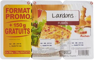 Auchan lardons fumes 2x150 + 150g