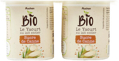 Yaourt nature sucre de canne au lait entier issu de l'agriculture biologique