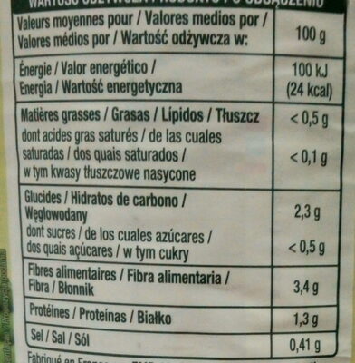 Haricots verts très fins nutrition facts table