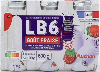 Lait fermenté sucré à boire LB6 goût fraisesource de calciumSource de vitamines D et B6