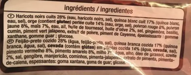 Poêlée de céréales et légumes sauce épicée ingredients label