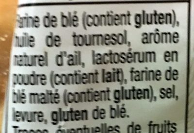 Croûtons saveur ail ingredients label