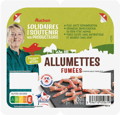 allumettes fumées - Porcs élevés sans antibiotiques et nourris sans OGM (<0.9%)