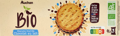 Biscuits fourrés chocolat au lait BIO front packaging
