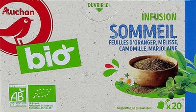 AUCHAN BIO Infusion SommeilFeuilles d'oranger, mélisse, camomille, marjolaine