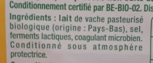 BIOGOUDA Tranches ingredients label