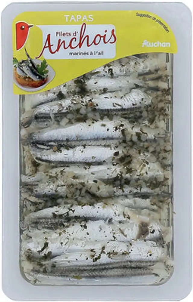 Filet d'anchois marinés à l'ail front packaging