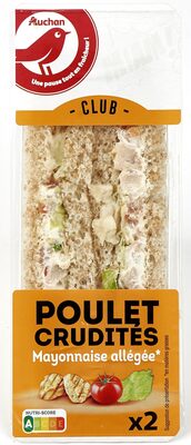 Pain de mie completpoulet rôti crudités mayonnaise allégée en matières grasses
