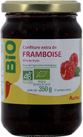 Confiture extra de framboise 65% de fruits issue de l'agriculture