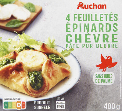 4 Feuilletés épinards chèvrepâte pur beurre front packaging