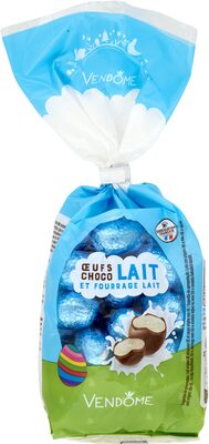 Oeufs choco lait et fourrage lait front packaging