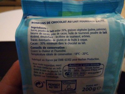 Oeufs choco lait et fourrage lait ingredients label