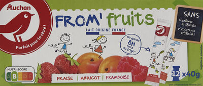 Auchan fromage fruits 12x40g front packaging