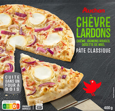 Pizza Chèvre lardons, crème et oignons rouges + dosette de miel
