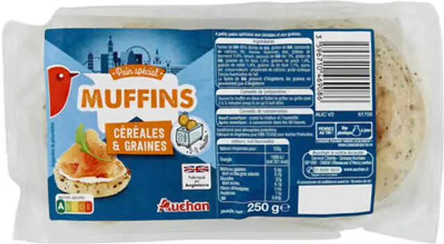 Muffins cereales et graines x4 front packaging