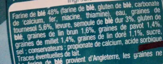 Muffins cereales et graines x4 ingredients label