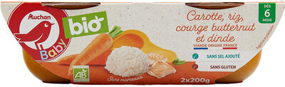 Carotte , riz, courge butternut et dinde - 2X200g.