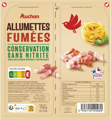 Allumettes fuméesConservation sans nitrite*