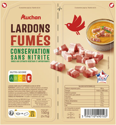 Lardons fumés conservation sans nitrite*