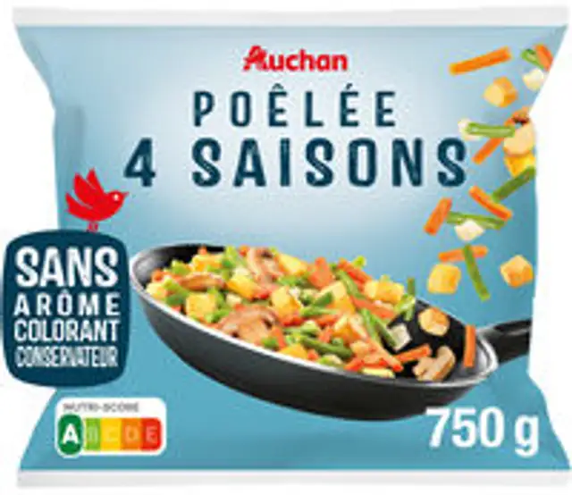 Poêlée 4 saisons aux haricots verts, pommes de terre, carottes, champignons.