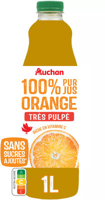 100 % Pur jusorange très pulpéRiche en vitamine CSans sucres ajoutés** Comme tous les jus de fruits. Contient les sucres naturellement présents dans les fruits.