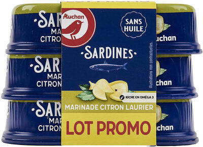 AUCHAN SARDINES MARINADE CITRON LAURIER - SANS HUILE 3x135g