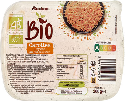 Carottes râpées au jus de citron front packaging