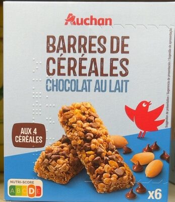 Barres de céréales chocolat au lait front packaging