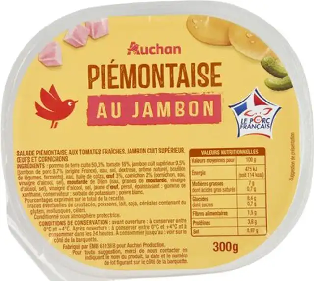 Piemontaise au jambon front packaging