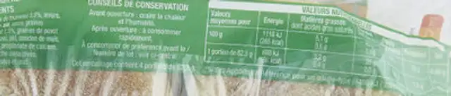Muffins Graines nutrition facts table