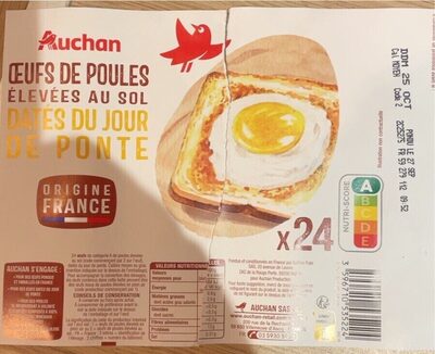 Auchan oeufs dates du jour de ponte sol sans ogm x24