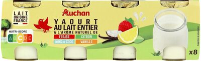Yaourt au lait entier à l'arôme naturel de : fraise - citron - noix de coco - vanille