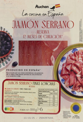 Jamon serrano reserva finas lonchas