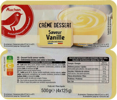 Crème dessert saveur vanille