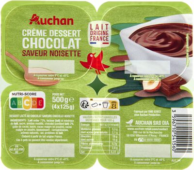 Crème dessert chocolat saveur noisette