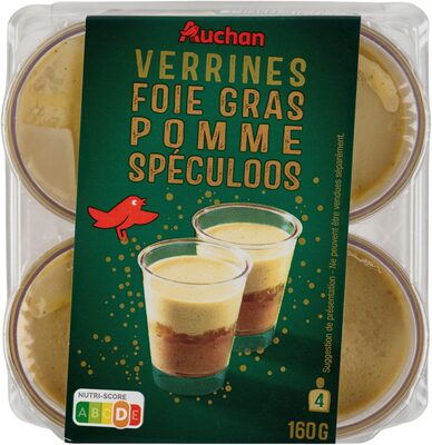 Auchan 4 verrines foie gras speculoos pommes 160g