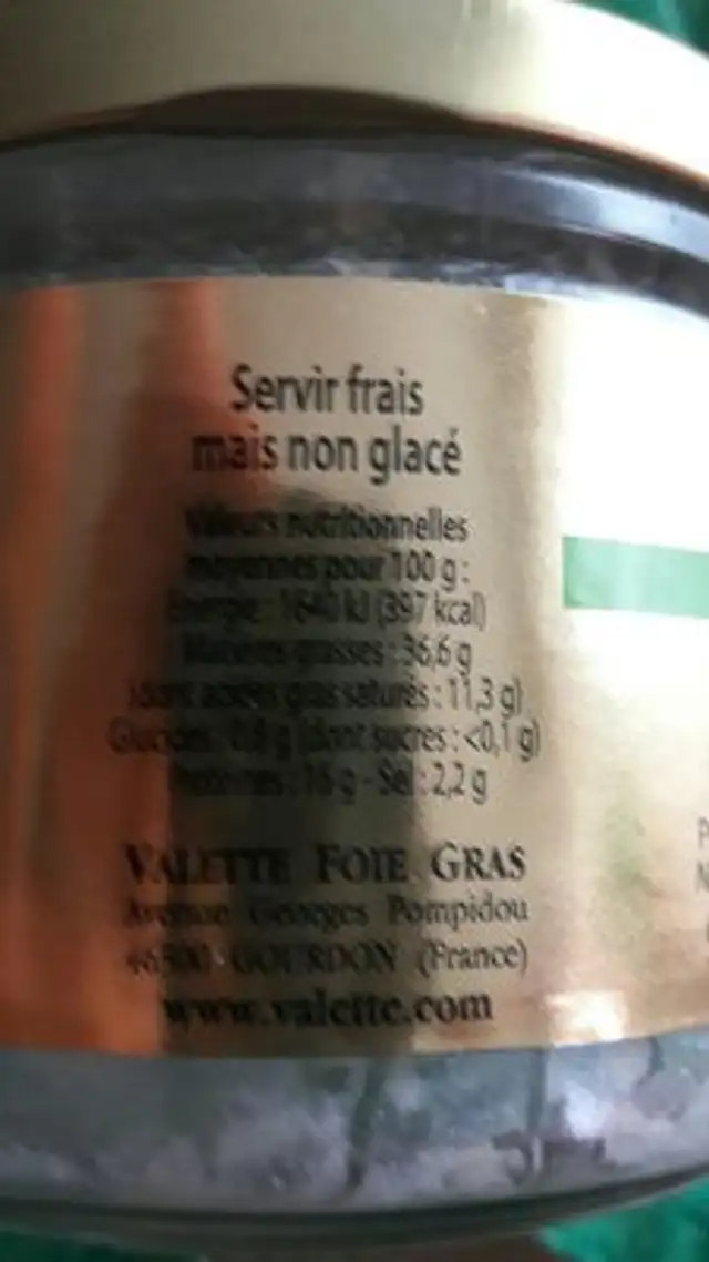 Rillettes Pur Oie ingredients label