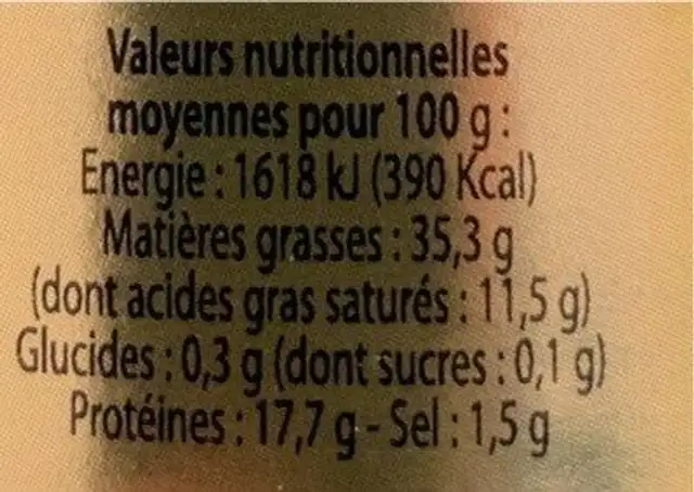Rillettes Pur Oie nutrition facts table