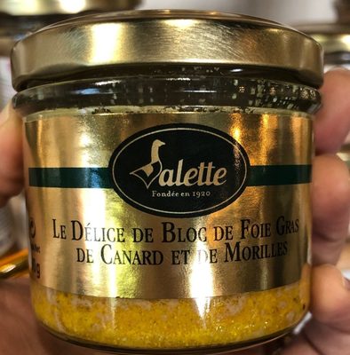 Le delice de bloc de foie gras de canard et morilles front packaging