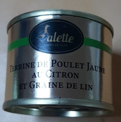 Terrine de poulet jaune au citron et grainé de lin front packaging