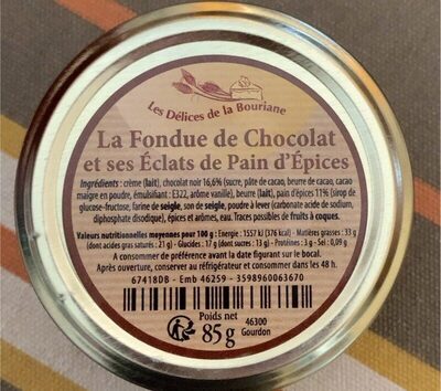 La fondue de chocolat et ses eclats de pain d’épices