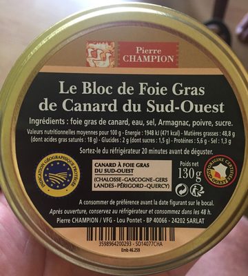 Bloc foie gras de canard du Sud Ouest