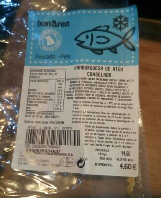 Hamburguesa de atún congelada