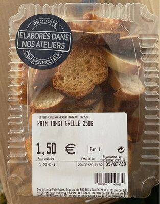 Pain toast grillé front packaging