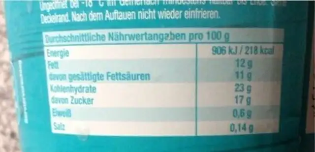 So good so Veggie Madagaskar- Vanille nutrition facts table