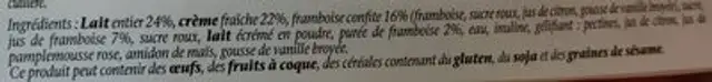 Le petit pot de crème framboise ingredients label