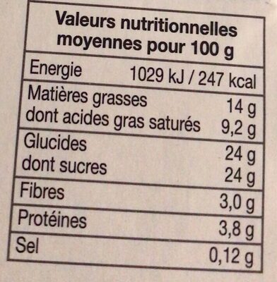 Le petit pot de créme café nutrition facts table